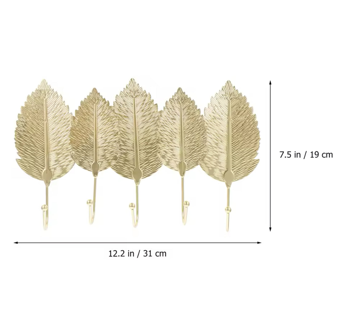 Multipurpose Metal Leaf Shape Hook, European Style Wall Key Hanger, Creative Wall Hook Rack Multipurpose Metal Leaf Shape Hook, European Style Wall Key Hanger, Creative Wall Hook Rack